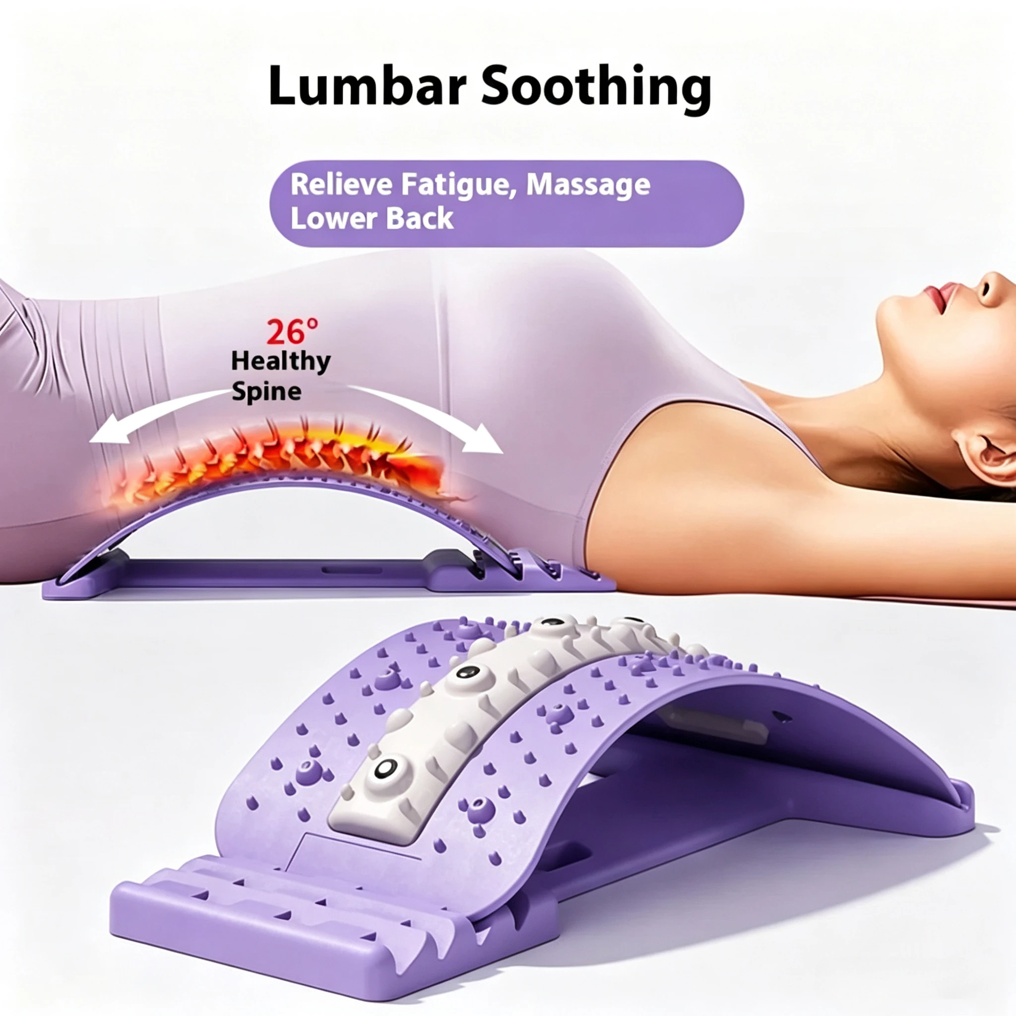 Back Stretcher Adjustable Height Massager for Waist Neck Fitness Lumbar Cervical Spine Cervical Spine Support Massager Equipment
