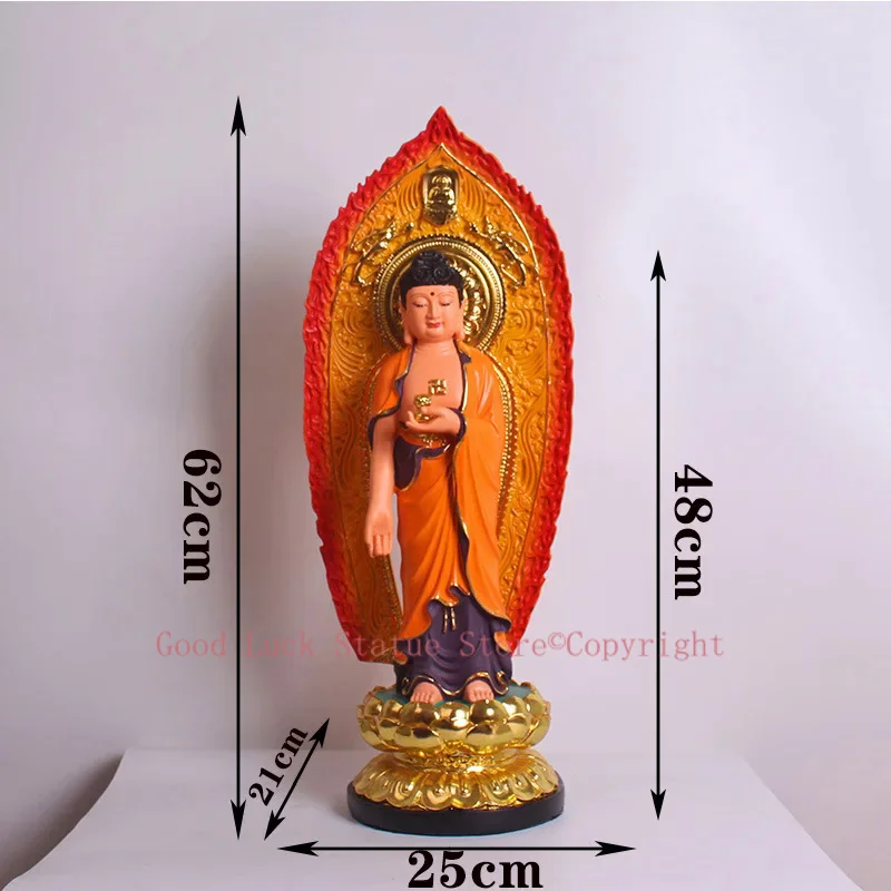 

Large 60CM Buddhist believer HOME Shrine protection Buddhism Worship Standing Amitabha color Buddha statue