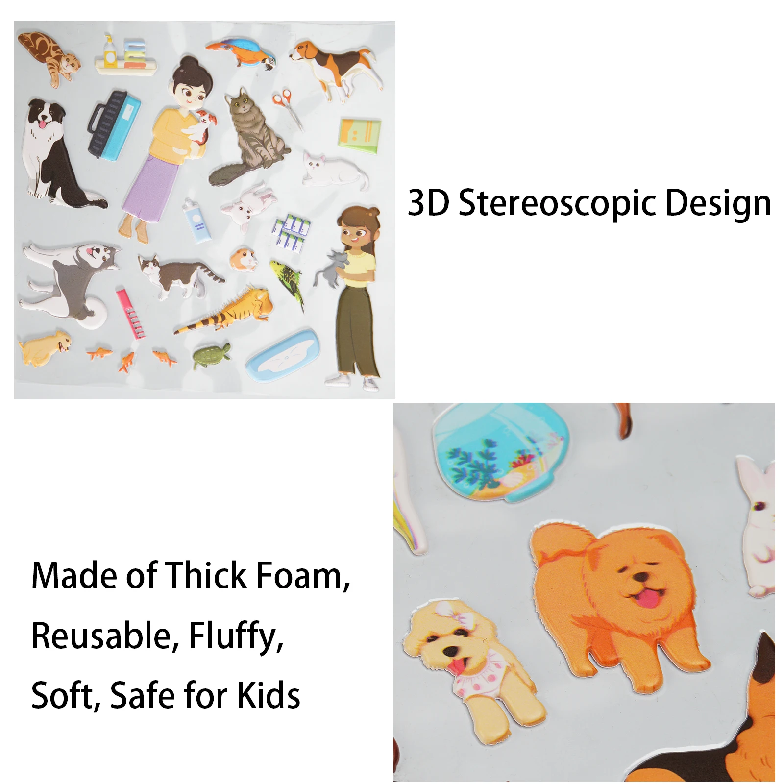 1PCS 3D Puffy Sticker Play Set, Reusable Puffy Stickers, Kids 2-4 Sticker Book for Toddlers Home Airplane Classroom Nursery Par