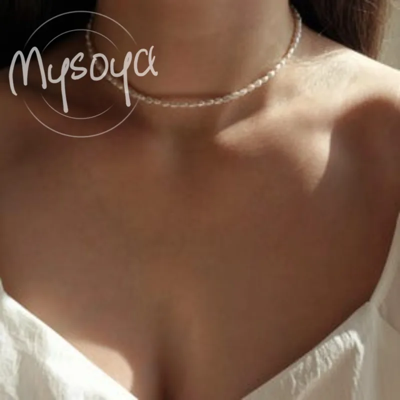 

MYSOYA White Baroque Freshwater Pearl Necklace 6-7mm With Gift Box For Her/Him Birthday/Wedding/Christmas/New Year Gift