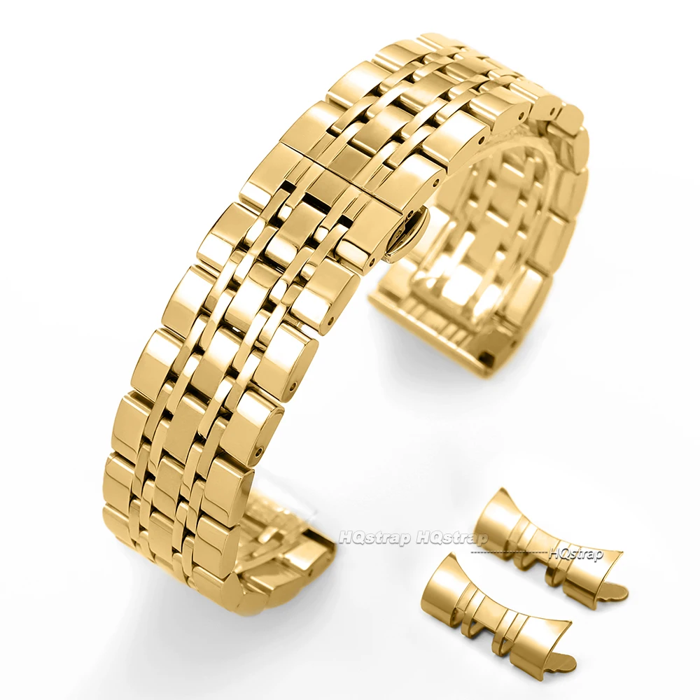 Uhrenarmband mit gebogenem Ende, 14, 16, 18, 19, 20, 21, 22 mm, Edelstahlband, Metallarmband, universelles Uhrengürtel-Zubehör