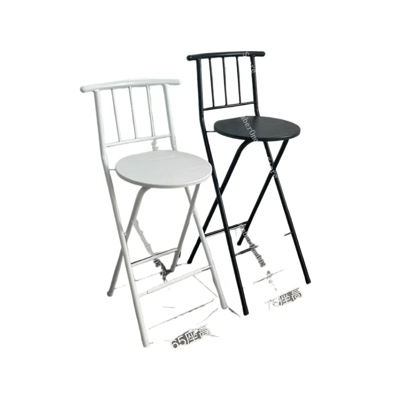 Folding High Stool Bar Chair Bar Outdoor Fishing Balcony Leisure Checkout Page Home Backrest High Chair
