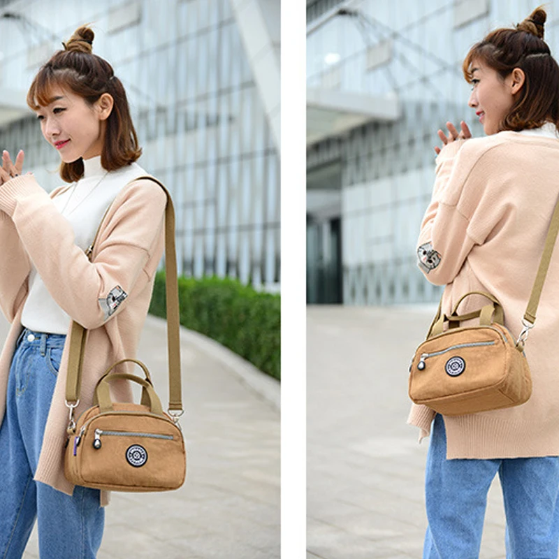 Women Shoulder Bag Nylon Small Zipper Casual Vintage Messenger Crossbody Bag Daily Girl Elegant Handbags Tote Outdoor Canvas Bag