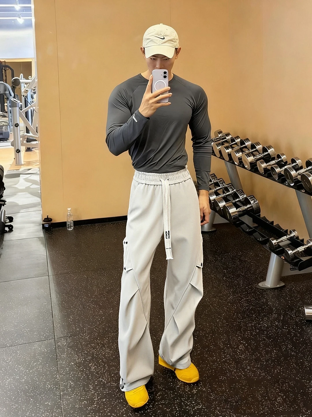 

Thiened Winter Work Pants Men's Wide Leg Cargo Trousers Starry Nylon Fce Lined Loose Fit American Sle Sweatpants