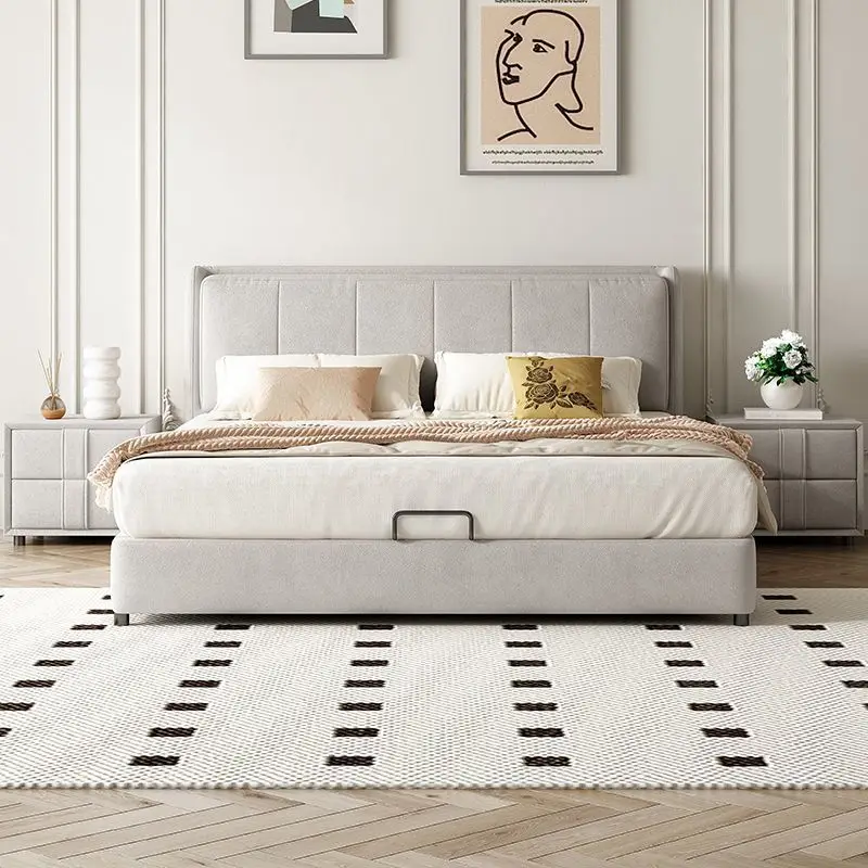 

Leave-in technology, cloth bed, fabric bed, modern, simple, light luxury, double