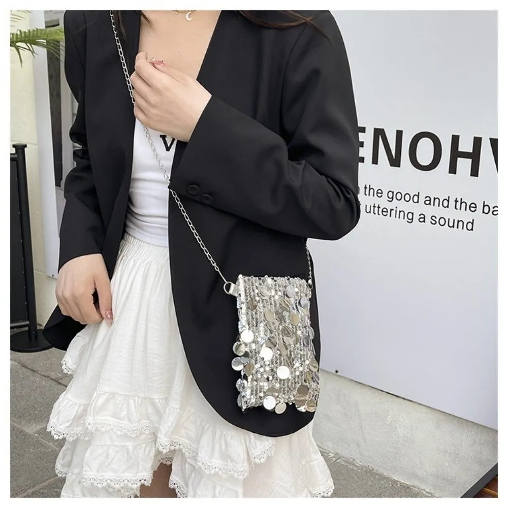 New Portable Sequined Shoulder Bag Large Capacity Multifunctional Phone Purse Chain Crossbody Bag Women