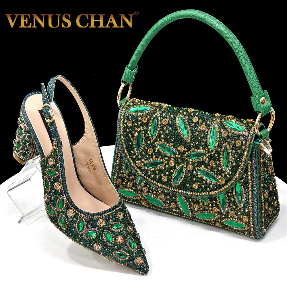 Elegant Italian Style Evening Party Shoe and Bag Set - Comfortable High Heel Women’s Shoes With Chic Hollow Design Handbag