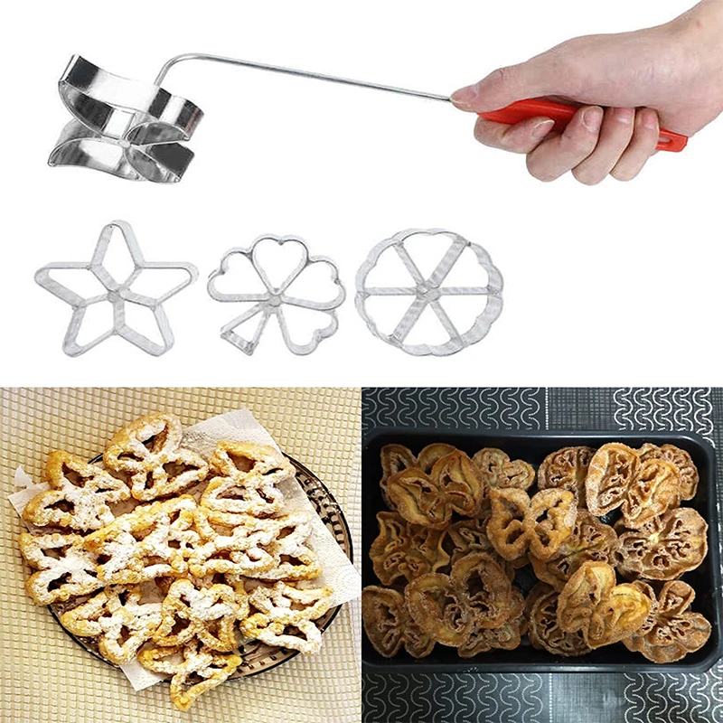 Aluminum Rosette Mold Iron Maker Waffle Alloy Frying Snack Mold Funnel Cookie Bake Mold Bunuelos Mold with Handle Baking Tool