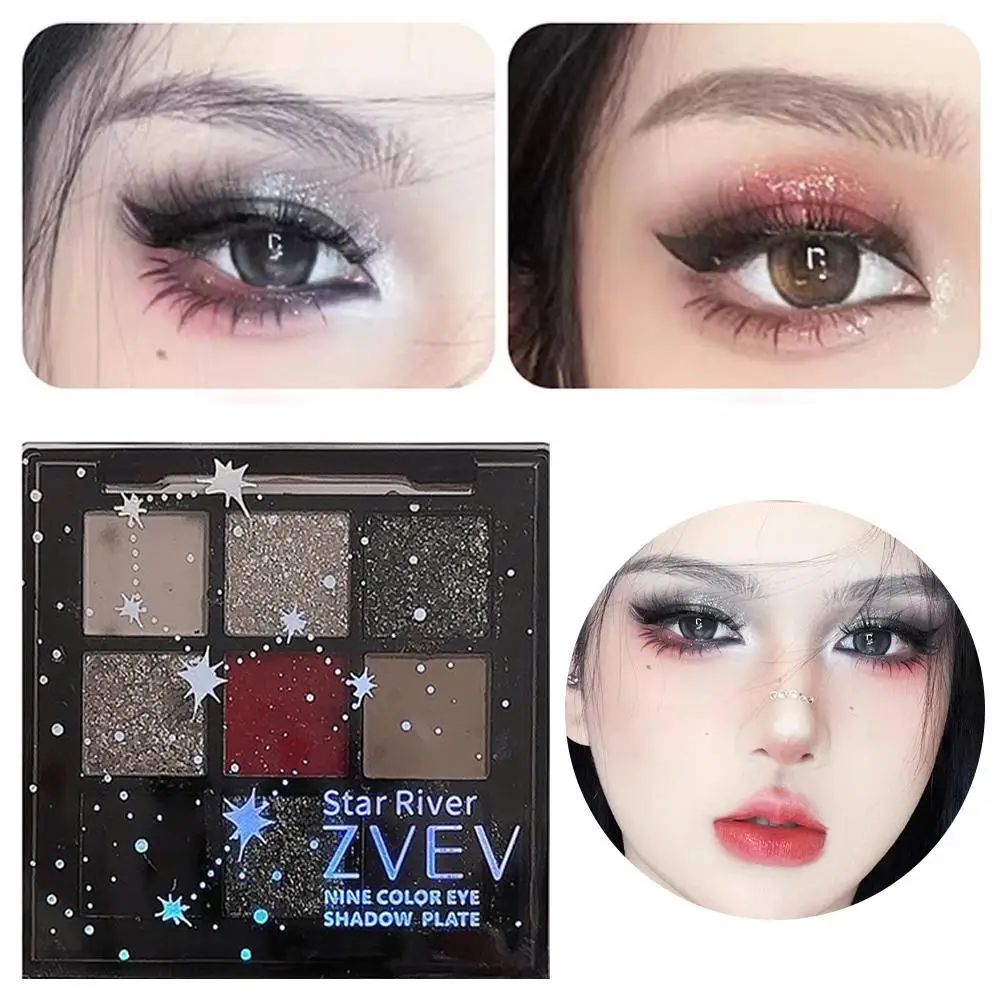 9 farben Lidschatten-palette Rose Rosa Nude Braun Low Glitter Pearly Augen Make-Up Lang anhaltende Sättigung Lidschatten Matte W6E3