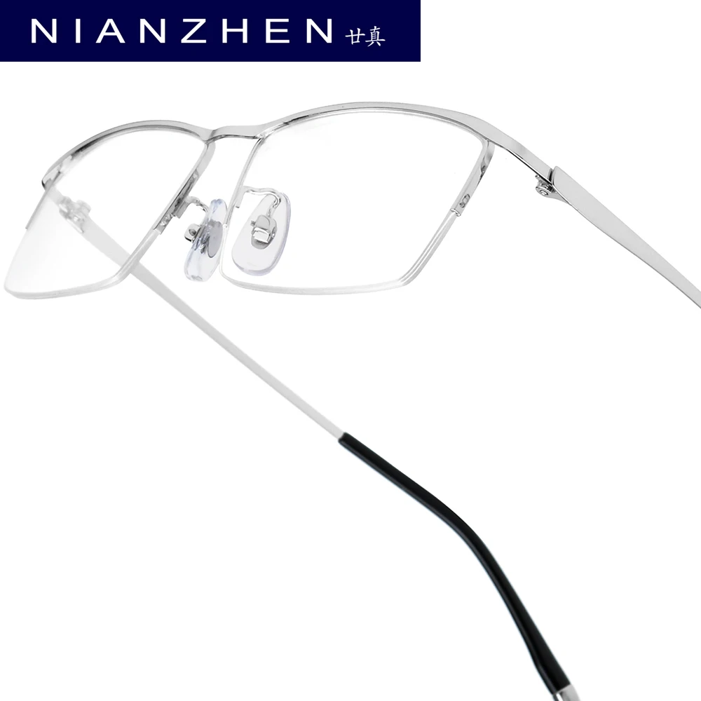 

NIANZHEN Titanium Alloy Eyeglasses Men Brand Design Semi-Rimless Square Glasses Frame Women Ultralight Half-Rim Eyewear 85148