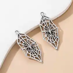 20pcs New Spider Web Alloy Charms Halloween Scary and Funny Style Pendants For Making DIY Handmade Findings Accessories Necklace