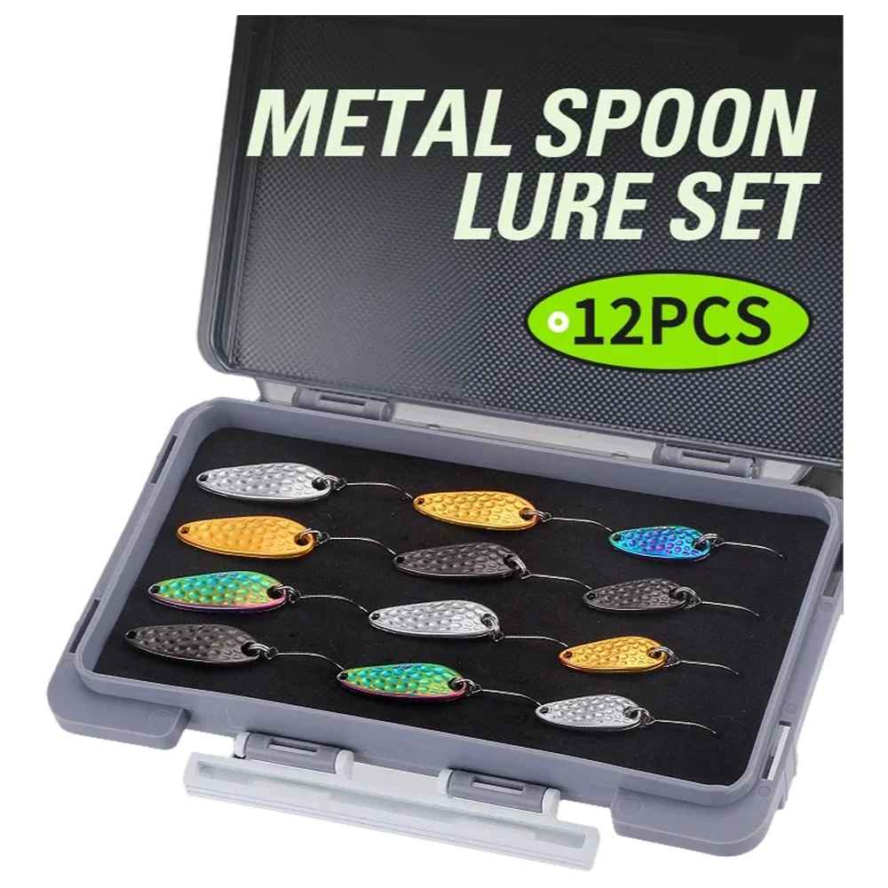 WEIHE 12 Stück Zinklegierungsmaterial Metalllöffel Köder Set Metallköder Set Angelköder Kit