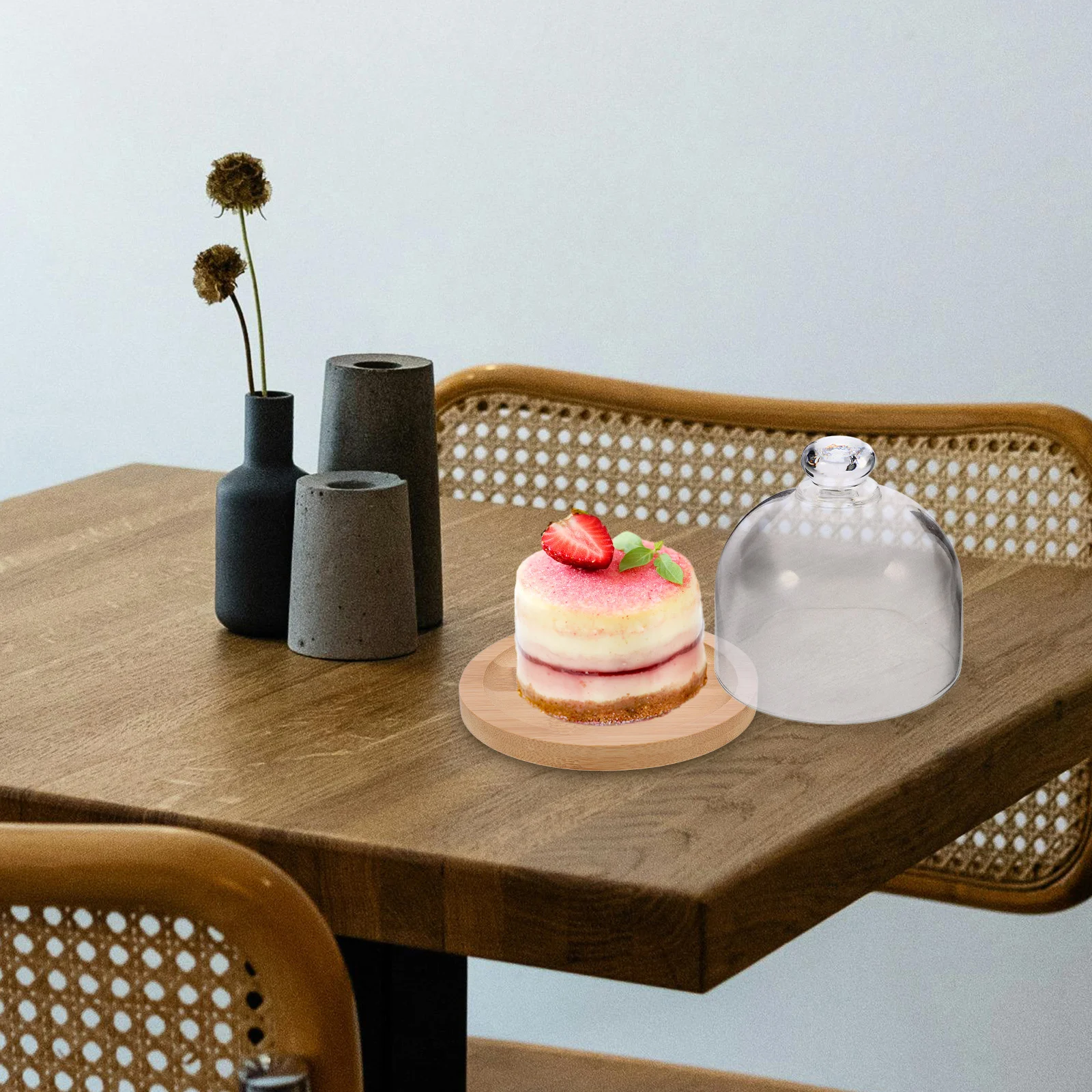 1 مجموعة غطاء واضح الحلوى الحلوى صينية العرض غطاء زجاجي شفاف للمنزل فندق مطعم حفلة كعكة غطاء زجاجي #4