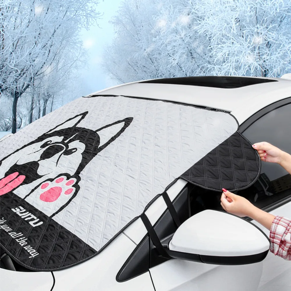 Cartoon Heat-insulating Cover Thicken Windshield Front Window Frost Blanket Snow Prevention Anti-frost Car Accessories Winter