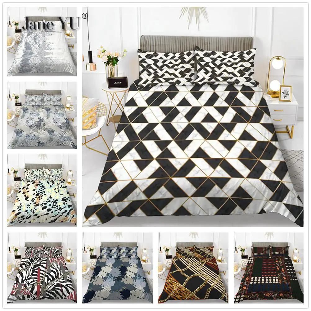 

JaneYU Lines 3 Pieces Quilt Cover Bedding Sets Duvet Cover