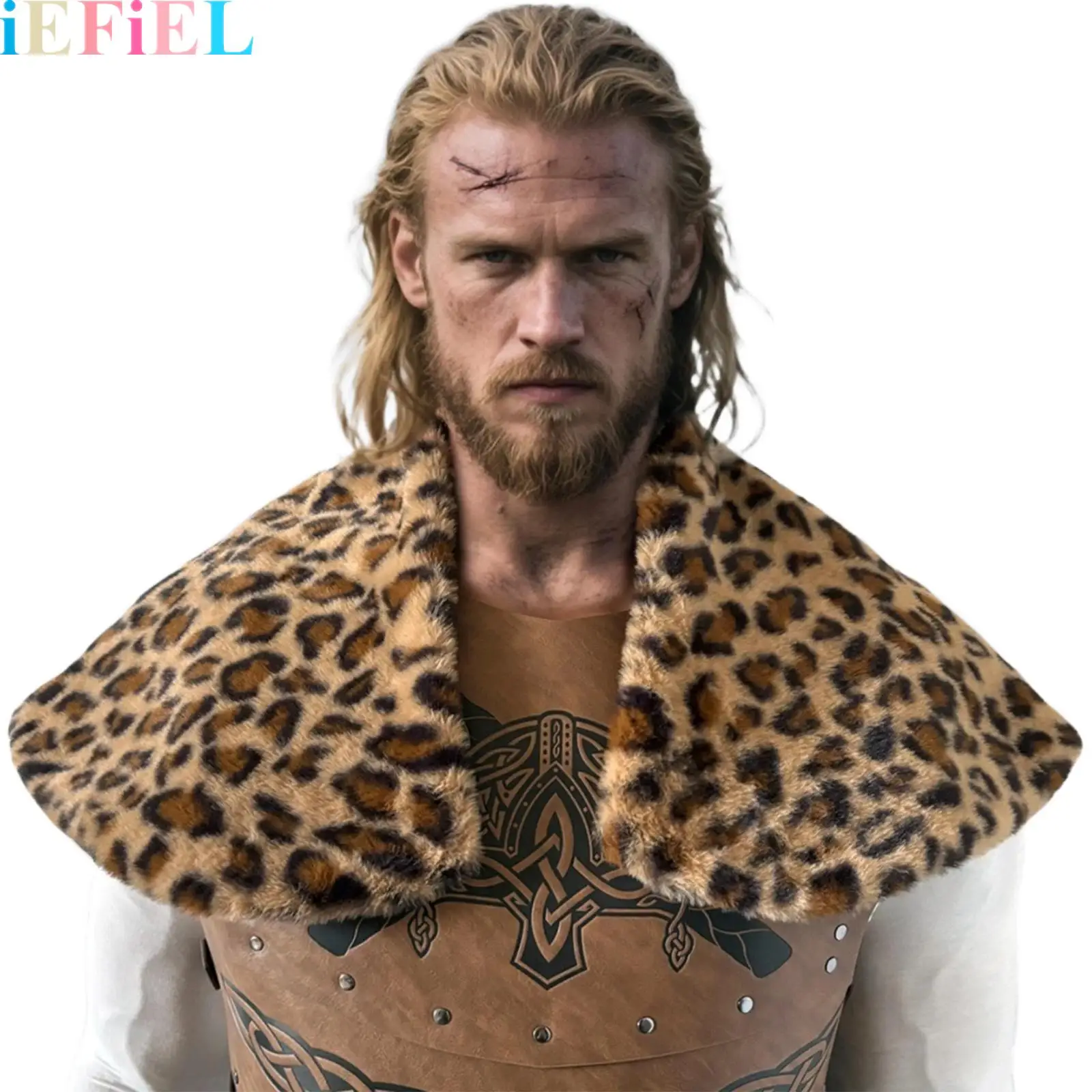 

Men Viking Fur Shawl Medieval Faux Fur Mantle Shoulder Wrap Collar Warrior Renaissance Halloween Cosplay Costume