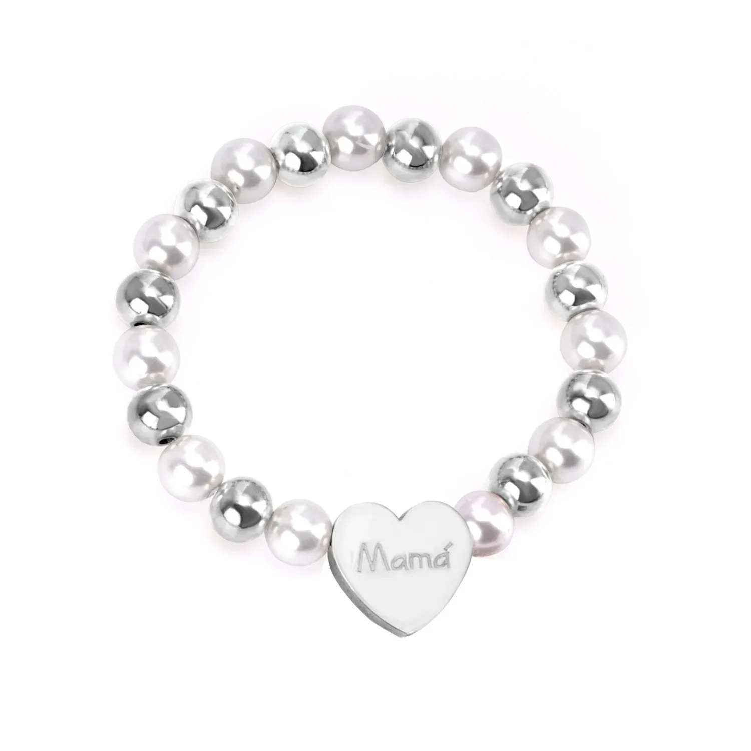 CHW1-pulsera de cuerda elástica de acero inoxidable para mujer, joyería de fiesta, colgante de corazón, cadena de cuentas, brazaletes