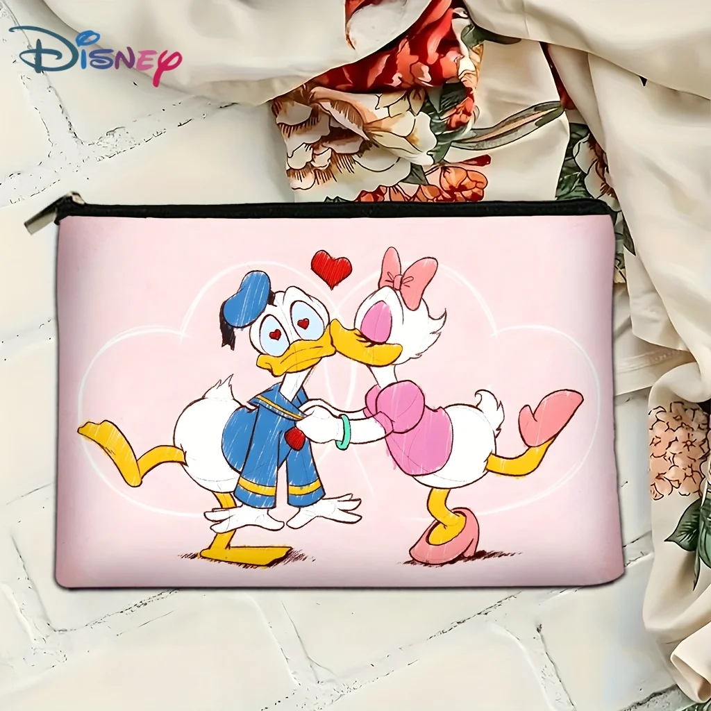 디즈니 미키와 미니 마우스 화장품 가방 1개 - 핑크 하트 프린트, 완벽한 여행용 지퍼 보관 가방 - 재미있는 생일 선물