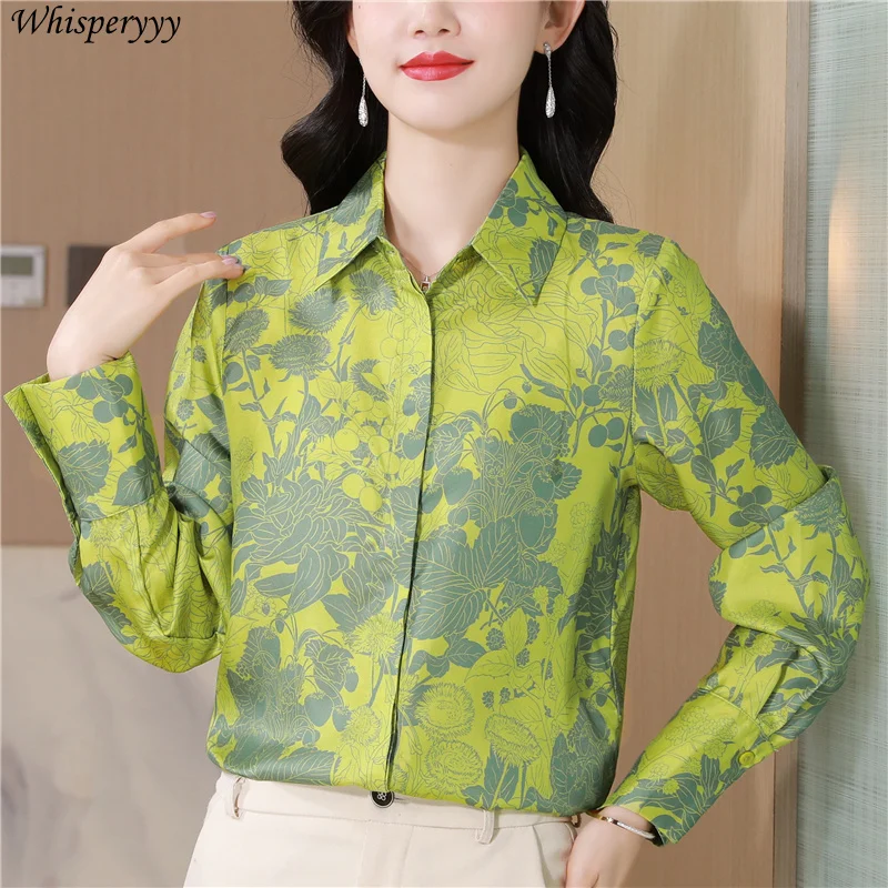 Vintage Blouse Women Spring Autumn New Temperament Printed Shirt Female Button Chemise Femme Casual Long Sleeve Lapel Tops