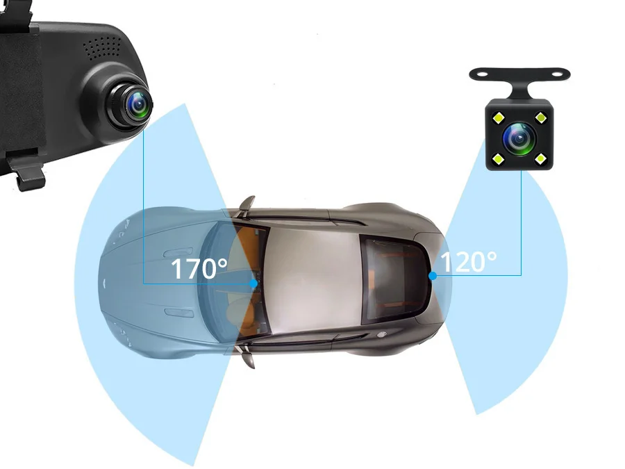 E-ACE Dashcam Auto Dvr 4,3 Zoll Spiegel FHD 1080P Kamera Optional Dual Objektiv DVR Rückspiegel Dash Kamera video Recorder Auto – Detail 19