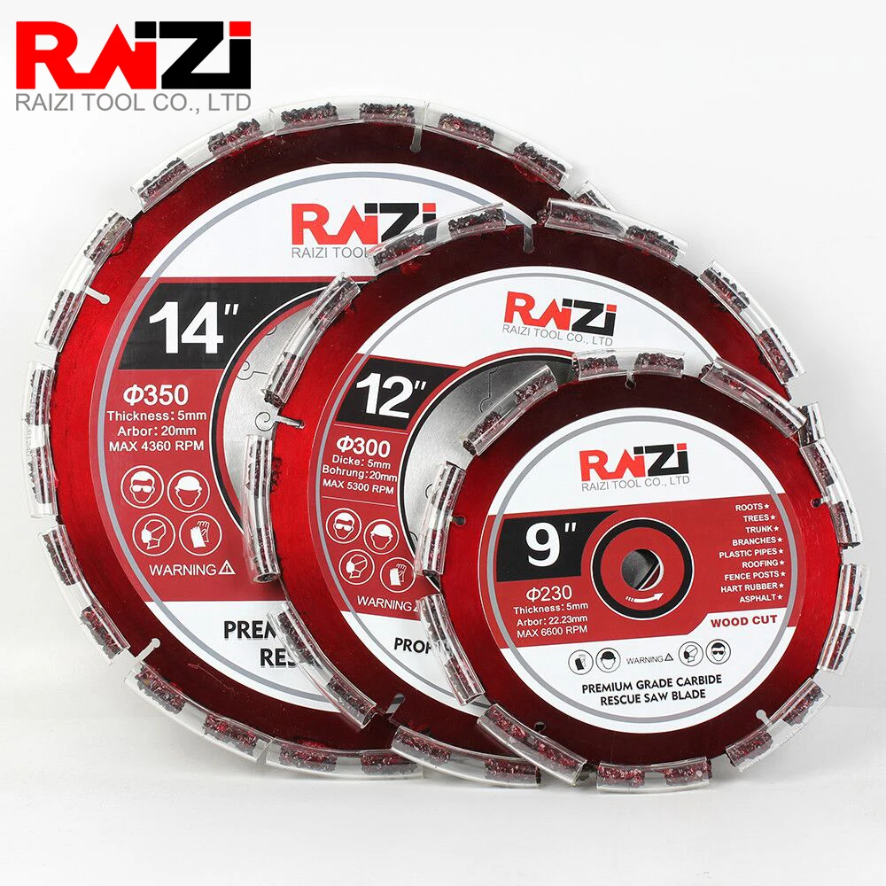 Raizi Demolition Fire Rescue Saw Blade Fits On Cut Off Saws And Angle Grinder For Reinforced Concrete Tree Carbide Chunk Blade