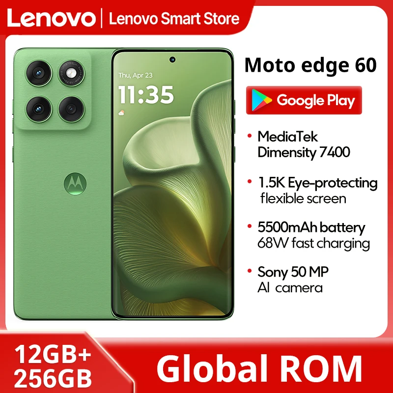 Original Motorola MOTO edge 60 Smartphone 5G Global ROM 6.7‘’ 1.5K 120Hz pOLED Display IP68 MediaTek Dimensity 7400 Cellphone