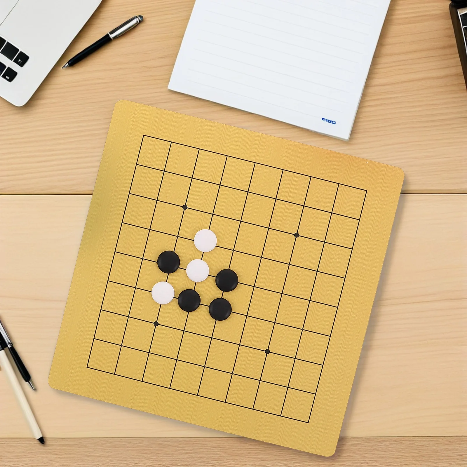 2 set Children'S Go Set: Double Sided Portable Weiqi Board With Plastic Stones Brain Development Board For Kids Travel Learning
