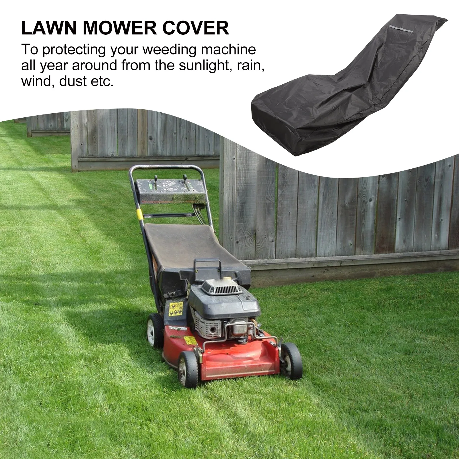 

Lawn Mower Cover L Waterproof Dustproof UV Protection for Riding Push Mowers Oxford Cloth Guard with Reflective Stripes Storage