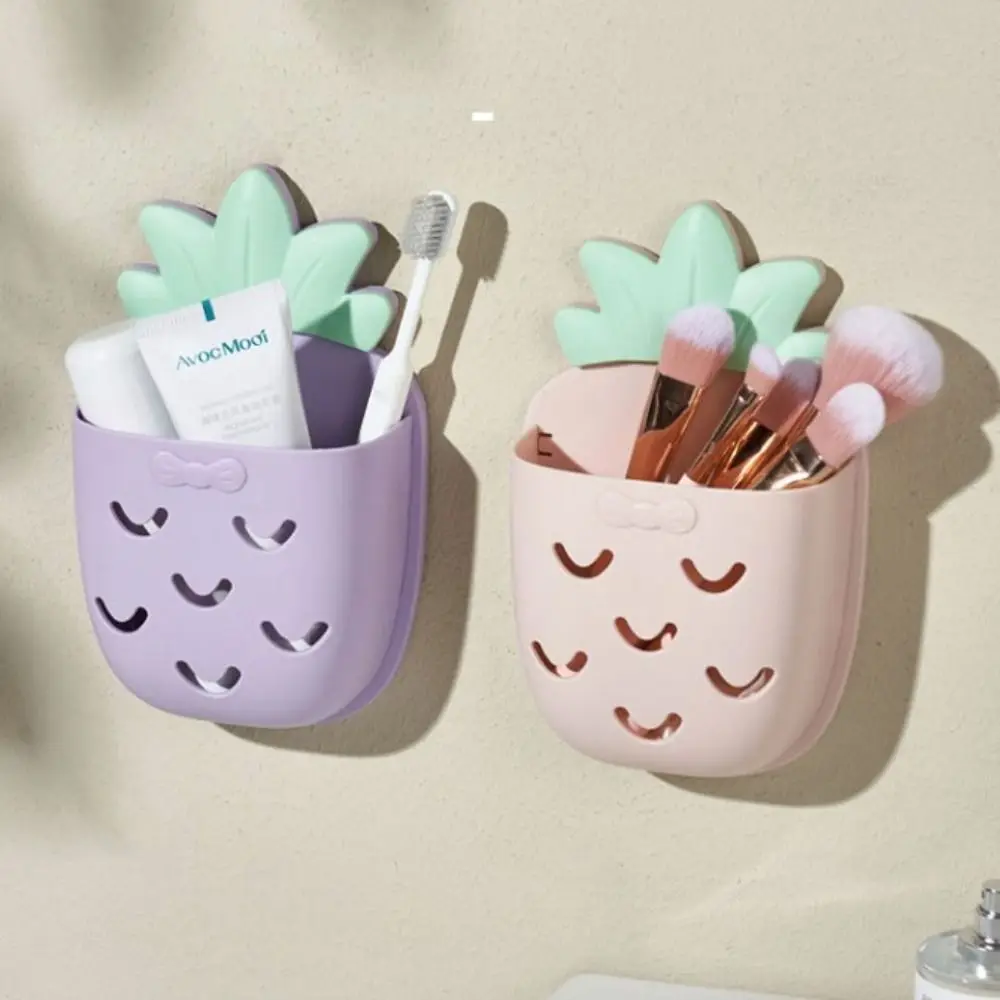 Multifunctional Wall Mount Pen Pencil Holder Fruit Shaped Large Capacity Desktop Organizer Stationery Self-adhesive