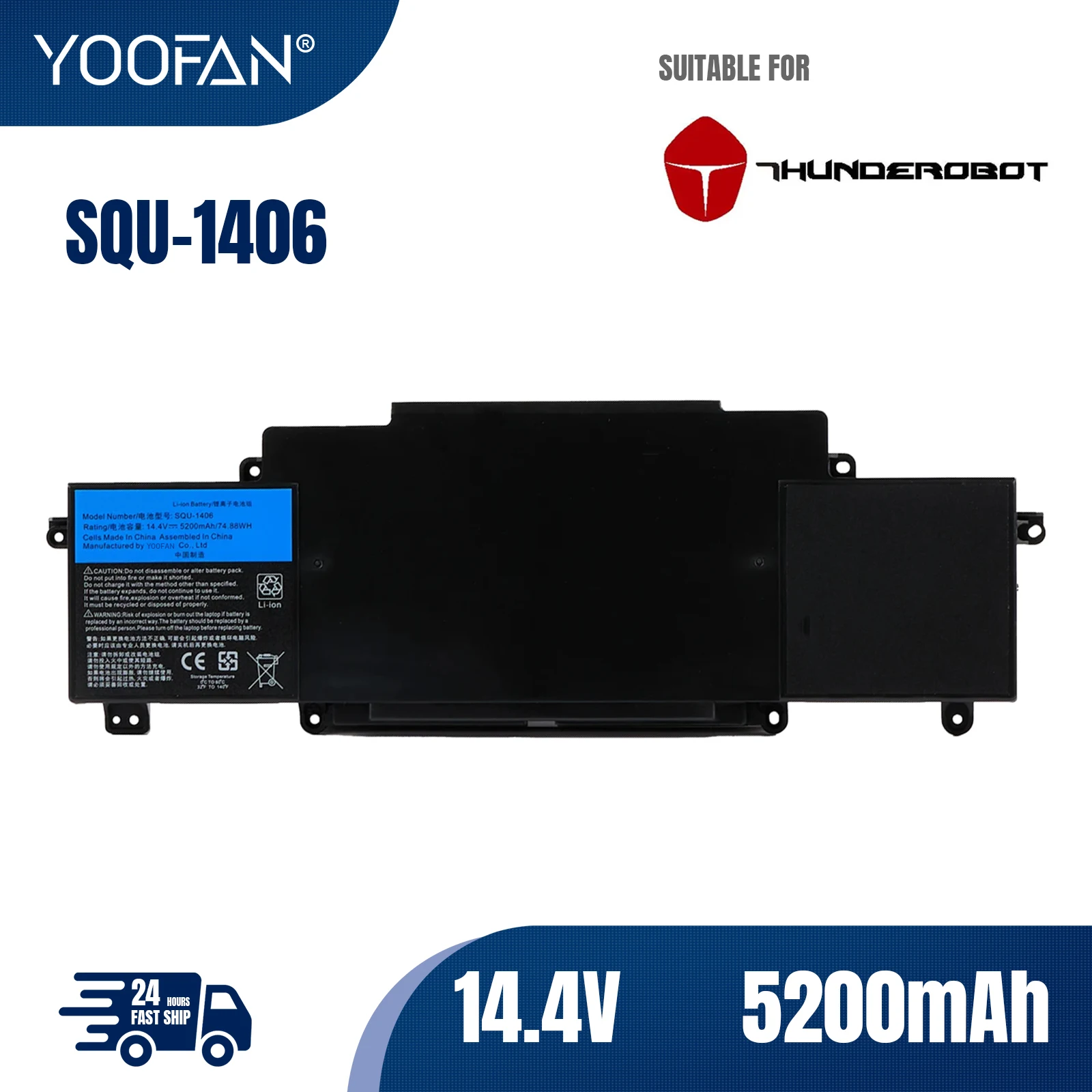 YOOFAN Batería de ordenador portátil SQU-1406, para ThundeRobot 911 911-S1 S2/A/B/C/D/E/G S3 S5A S5T S6 T1 T2 T5 M1/2/3/4/5/6