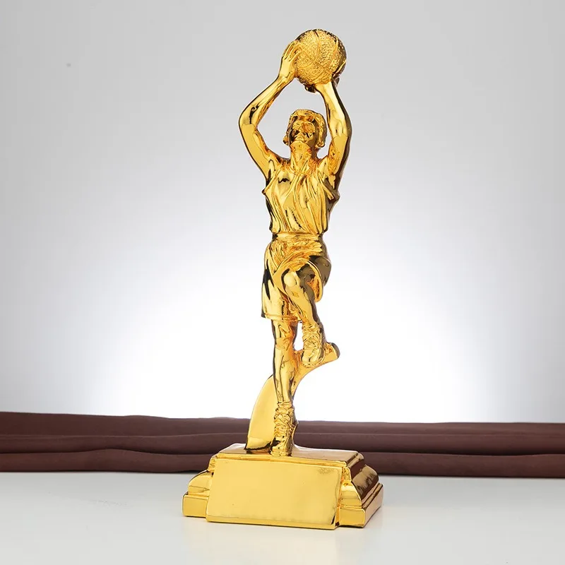 Basketball MVP player Trophy printing Personal trophy resin plated gold silver copper figure championship trophy