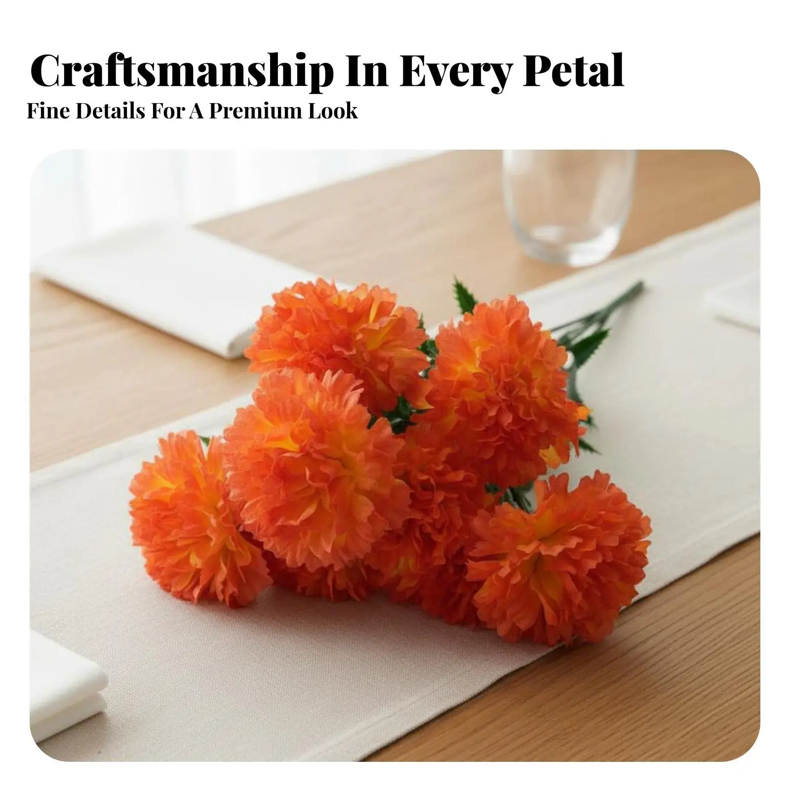 Elegant Fake Carnation Flower Crown Wreath with Iron Wire Stem for Event Styling