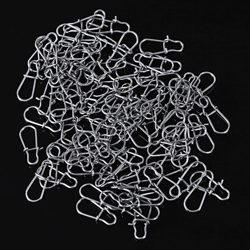 

100pcs Stainless Steel Fishing Insurance Snap Fast-lock Connector Clips Safety Snaps Fishing Hook Accessories Safety Snaps