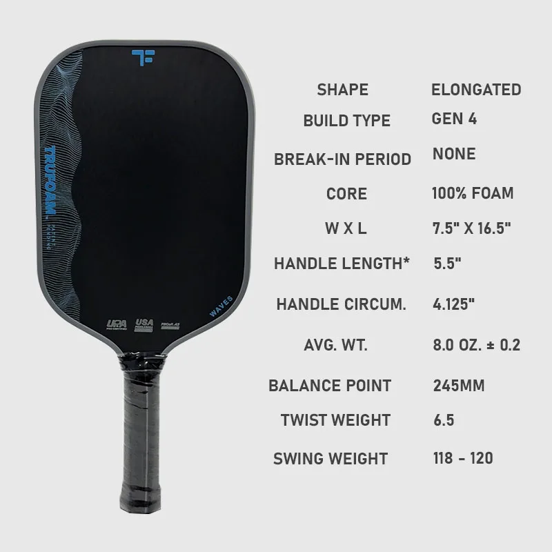 2025 موجات تروفوم TFW3 16 مللي متر سمك عالي الكثافة 100% رغوة أساسية توراي T700 مجداف كرة المخلل من ألياف الكربون #4