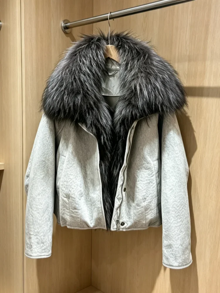 OFTBUY Thick Warm Puffer Coat Women Large Real Natural Raccoon Fur Clothing New 90% White Duck Down Jacket Fashion Female Parkas