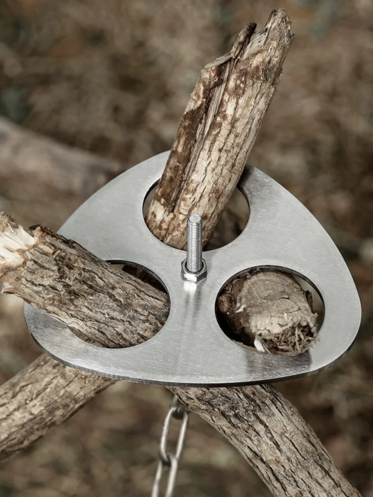 Hanging pot bracket, triangular tree pole frame, camping campfire frame, stainless steel hanging ring, three legged tree frame,