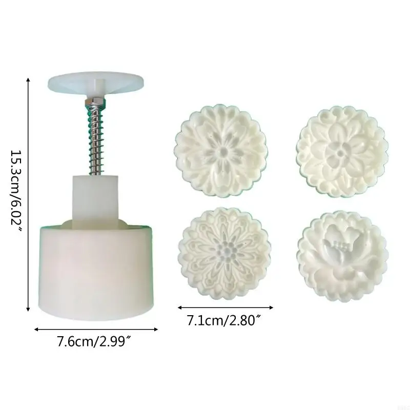 H9ec 125g لطيف زهرة شكل المعجنات قوالب القمر القمر العفن القمر العفن أداة ضغط اليد أداة البلاستيك المواد الخبز