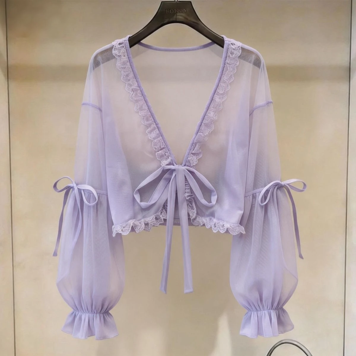 Sweet Style  Knot Lace Chiffon Open Cardigan Women's Summer New Thin Sun Protection Outerwear Versatile Air Conditio...