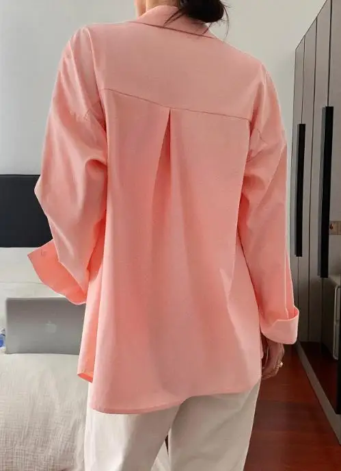 Camisa casual de manga comprida para férias de outono, elegante, simples, textura sofisticada, camisa feminina para deslocamento com gola de lapela