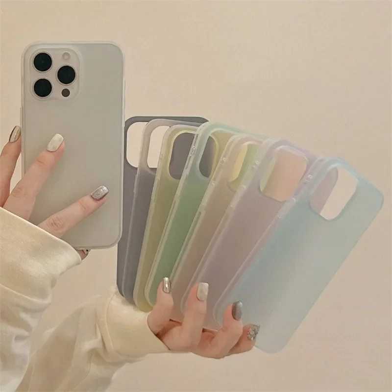 Suitable for IPhone 16 15 14 13 12 11 XS PRO MAX Plus Fashions Personalities Mirage Gradient Matte Frosted Full-wrap Phone Case