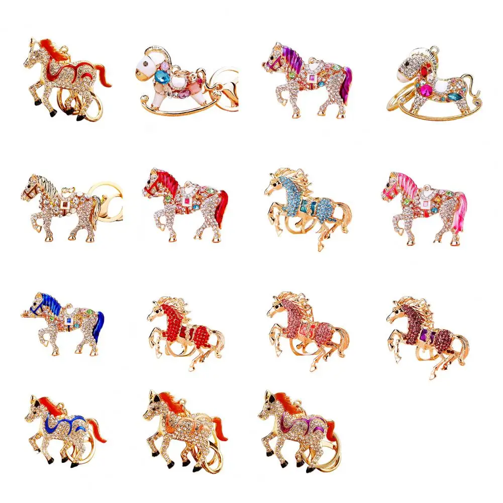 تألق فو المفاتيح 2026 سنة الحصان المفاتيح لامعة حجر الراين الحصان سحر تصميم حقيبة ملحق هدية أنيقة للحصان