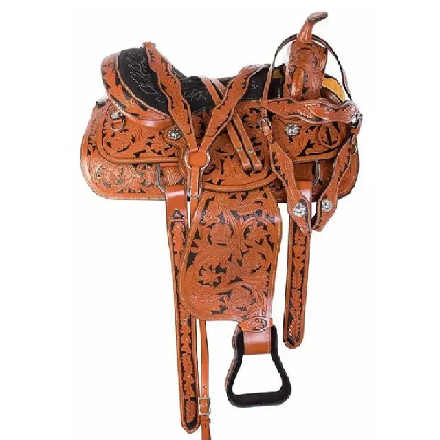 Western Wade Tree Premium Ranch Roping Saddle Leather Breast Collar & Reins Custom Saddle Cowboy Horse Ranch Hot Selling