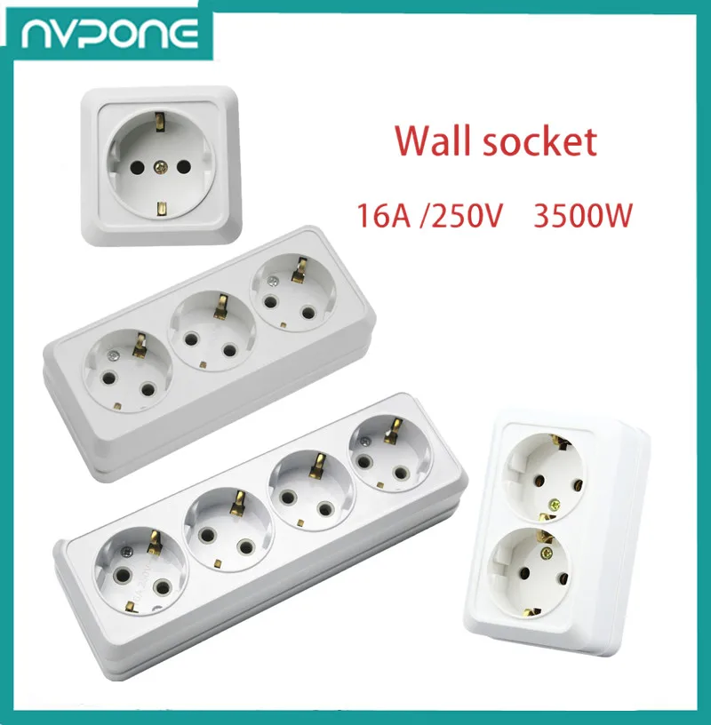 Wall Crystal Glass Panel Power Socket Plug Grounded 16A EU Standard Electrical Outlet Multi Way Wall Power Socket Strip