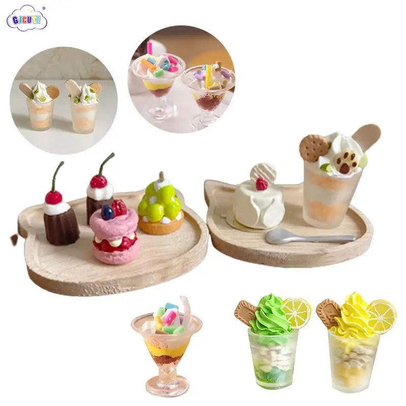 

1:6 1:12 Dollhouse Miniature Lemon Fruit Oatmeal Cup Ice Cream Mini Snack Simulation Drink Kitchen Decor Accessories Toy