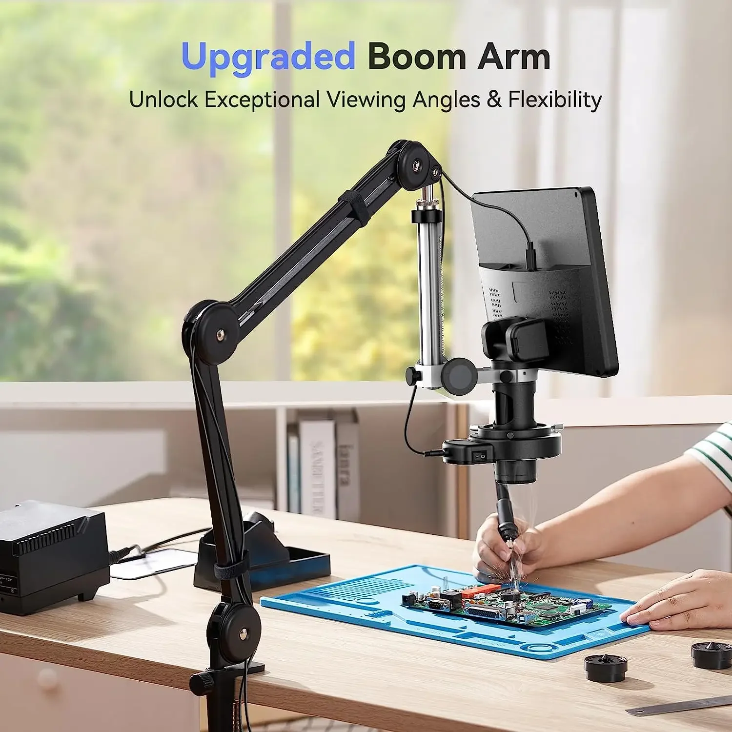 DM602 فليكس مجهر لحام رقمي 2000X 10.1 "HD المجاهر 3 عدسة عملة مجهر مصباح مصمم على شكل حلقة لإصلاح #2