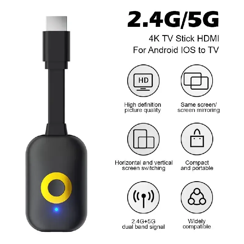 2.4G/5G Wireless WiFi Display TV Dongle Ricevitore Adattatore HDMI Display 4K Dongle Mirascreen TV Stick Per Android IOS A TV