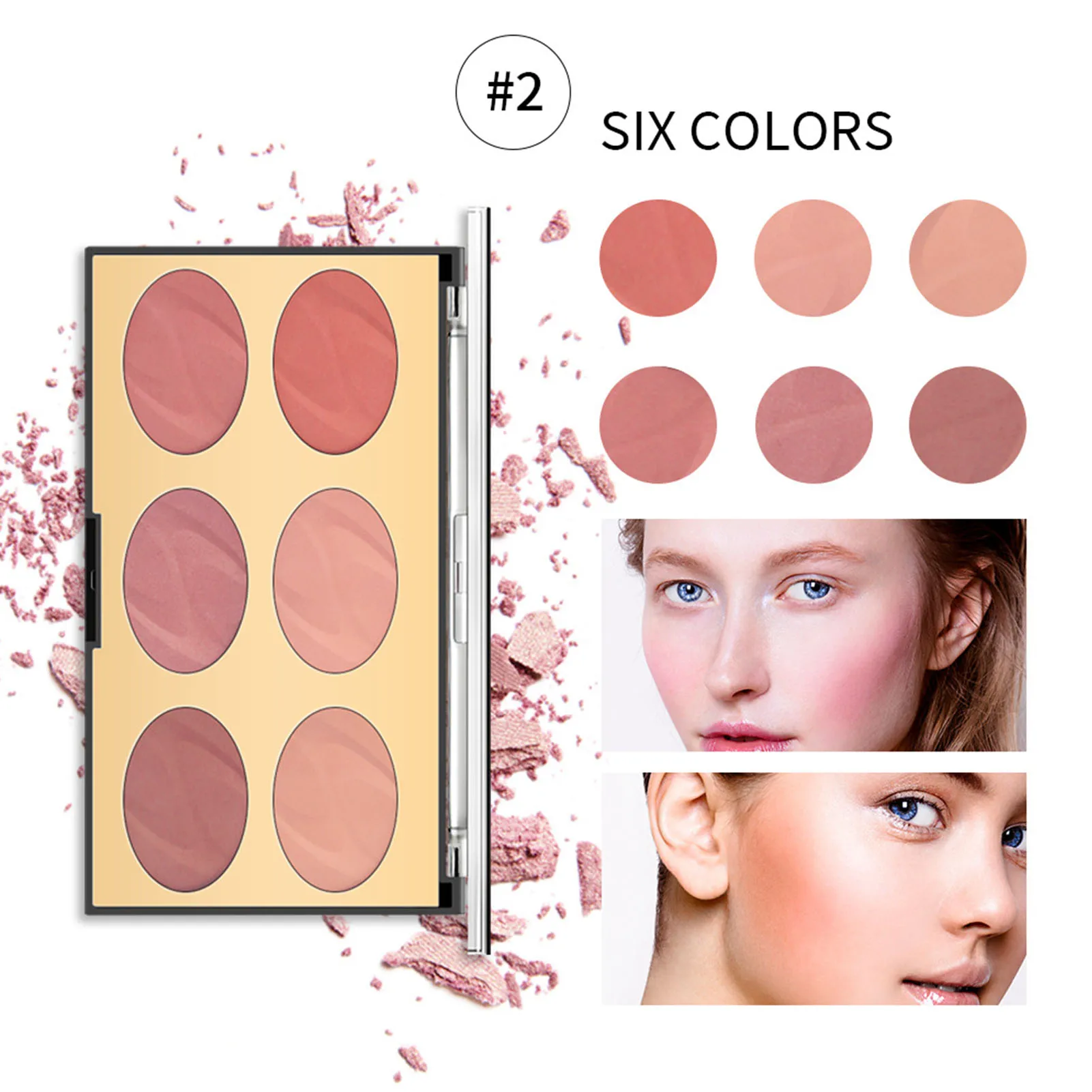 6 Màu Sắc/Bộ Phấn Má Hồng Tấm Đào Pallete Sắc Tố Kết Hợp Blusher Phấn Trang Điểm Chuyên Nghiệp Viền Bóng Xanh Hồng Đựng Mỹ Phẩm