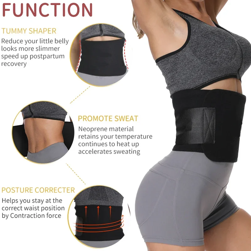 Waist Trimmer Belt Slim Men Body Shaper Cinchers Tummy Control Neoprene Sweat Wrap for Stomach and Back Lumbar Support Fajas