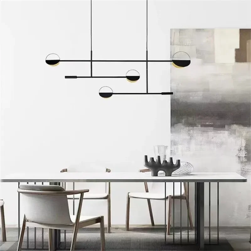 

Nordic Minimalist Geometric Lines Aluminium Led Pendant Lamp for Living Dining Table Room Bedroom Iron Art Hanging Light Fixture