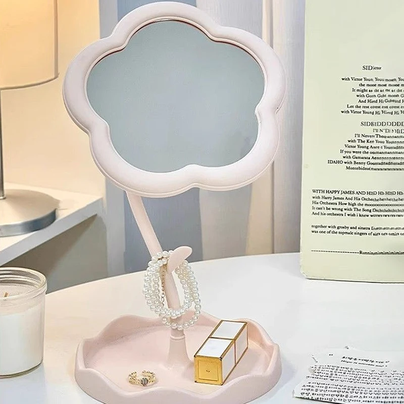 Espelho de maquiagem de mesa com design exclusivo de girassol, giratório, destacável, pendurado, joias, espelho cosmético de alta definição, 19*10.5cm